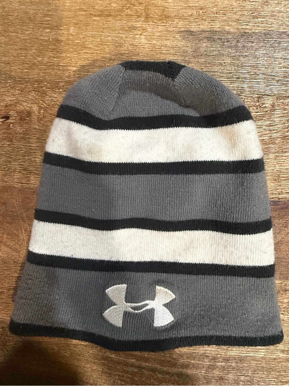 Under Armour Kids Gray, White & Black Striped Beanie
